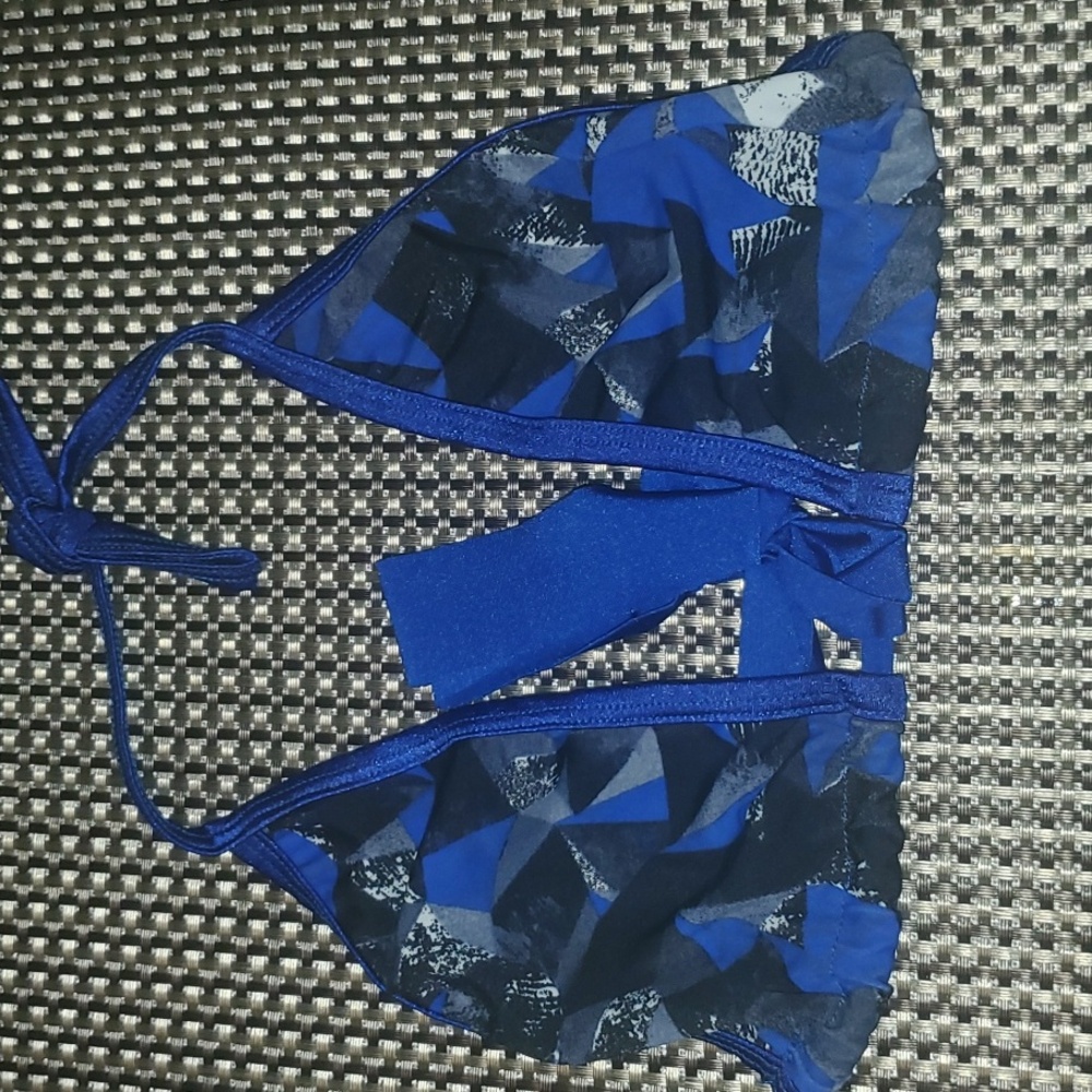 NNT Women Blue Geometric Bikini Top